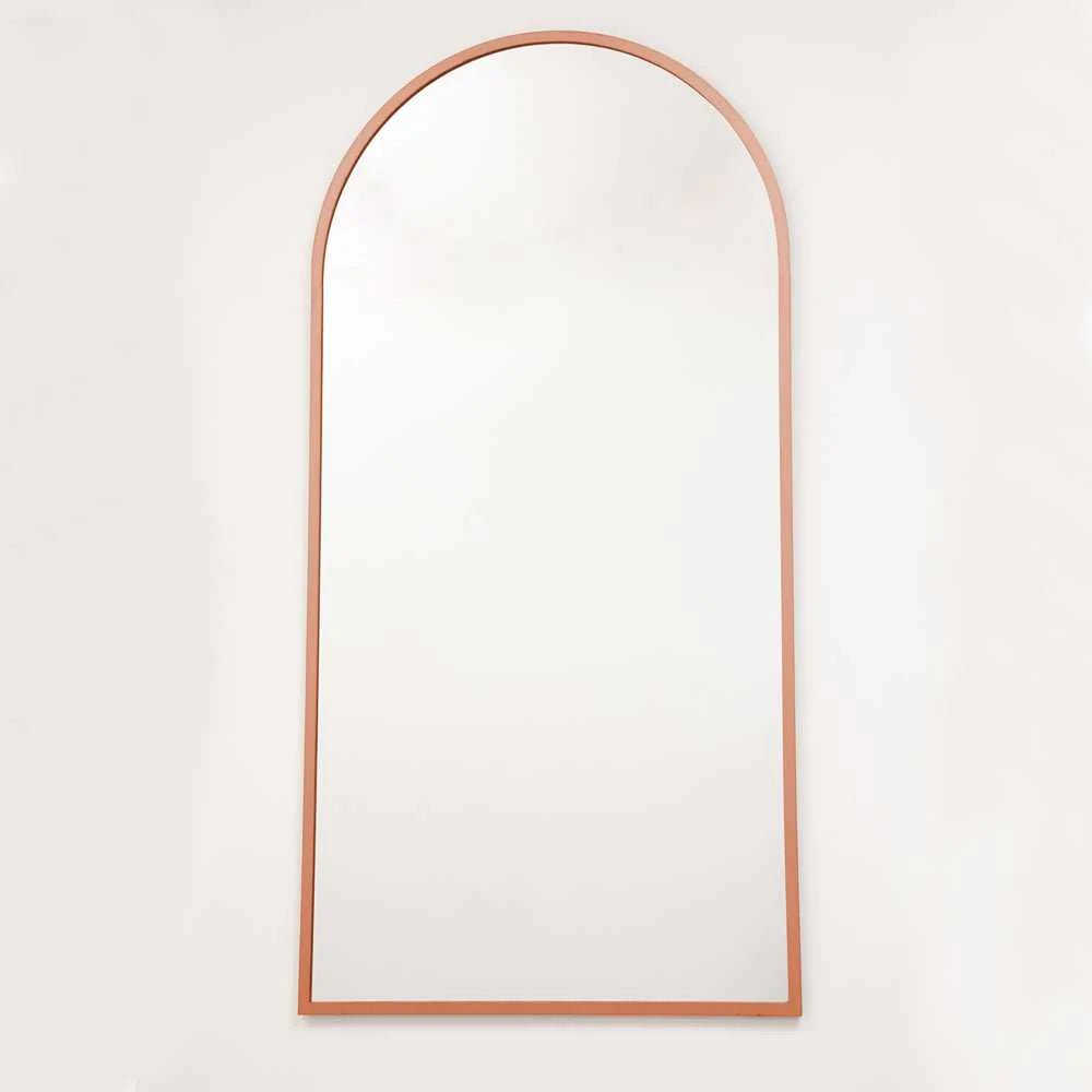 Espejo de Pared Oro Rosa 60x120cm Arco Superior con Marco En Madera - Espejos Decorativos | Bylmo