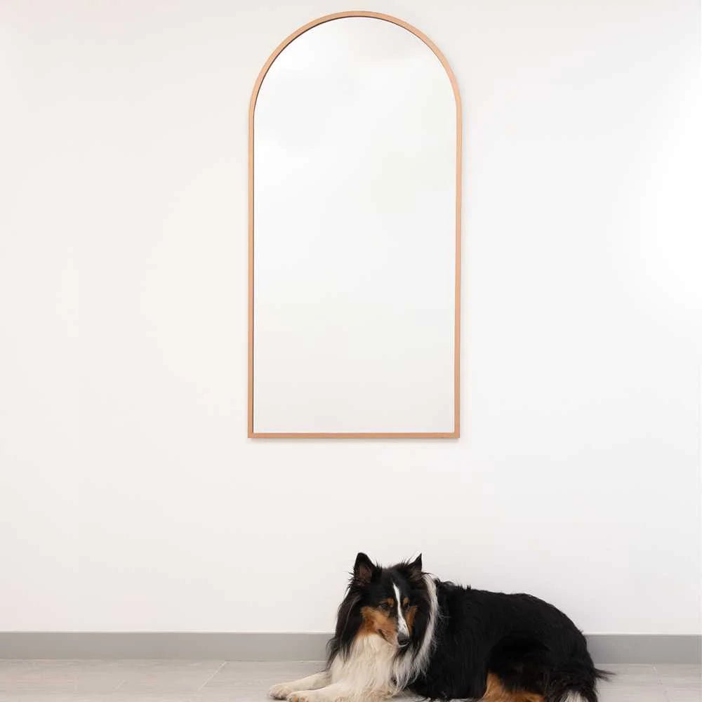 Espejo de Pared Oro Rosa 60x120cm Arco Superior con Marco En Madera - Espejos Decorativos | Bylmo