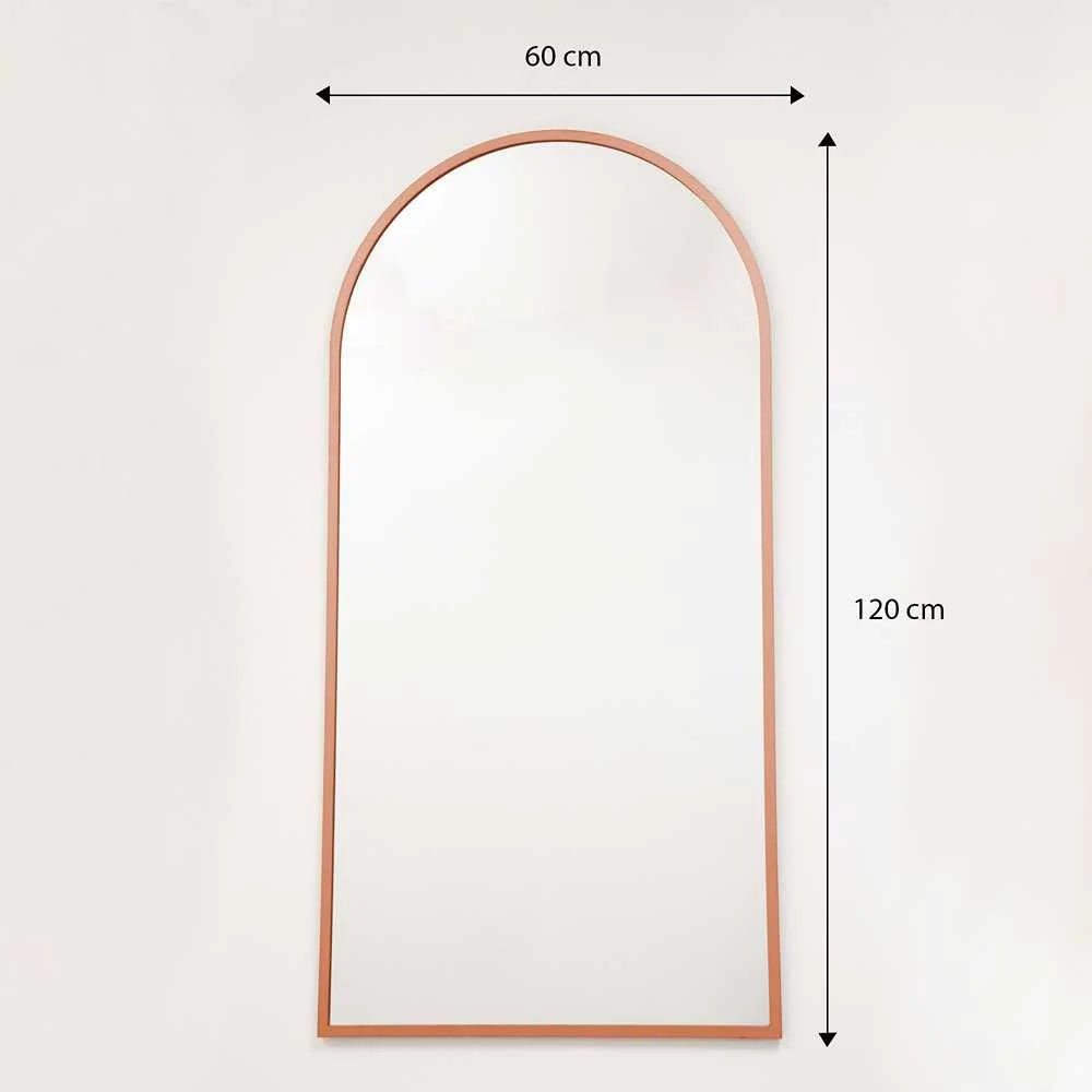 Espejo de Pared Oro Rosa 60x120cm Arco Superior con Marco En Madera - Espejos Decorativos | Bylmo