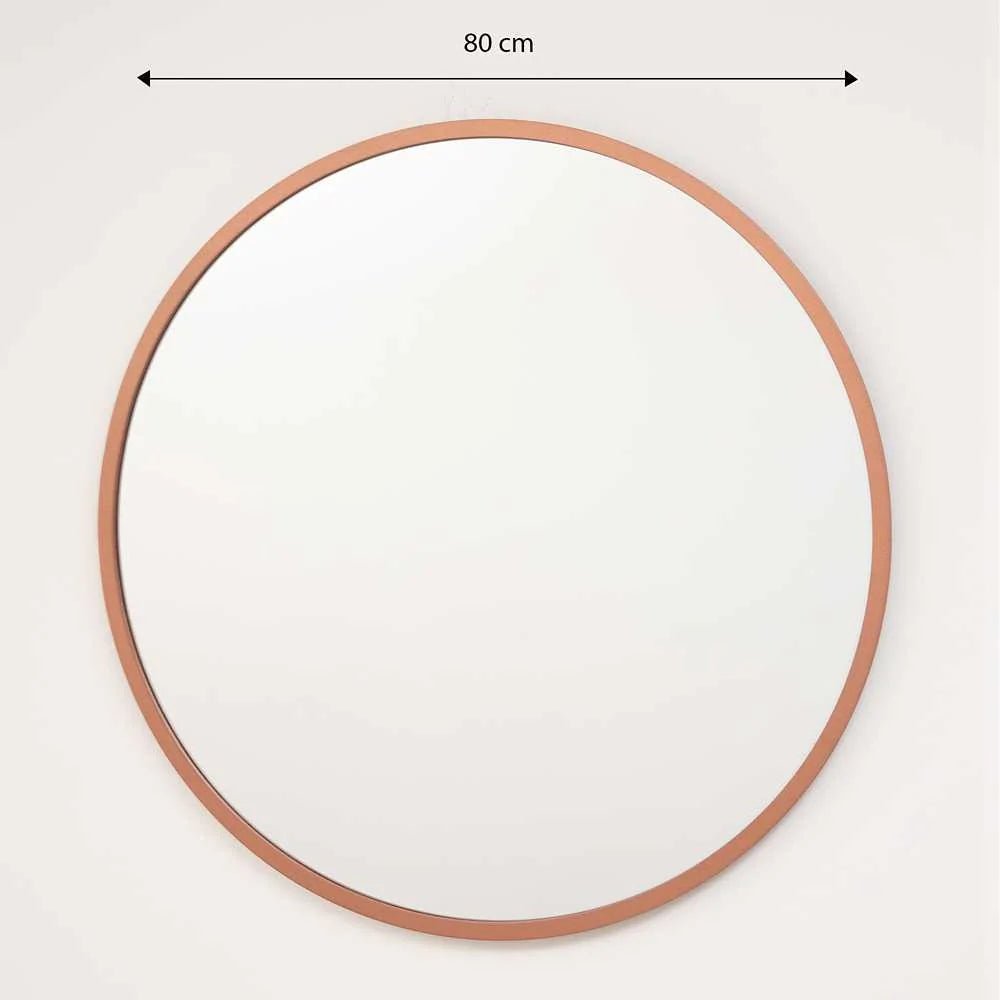 Espejo de Pared Oro Rosa 80x80cm Redondo con Marco En Madera - Espejos Decorativos | Bylmo