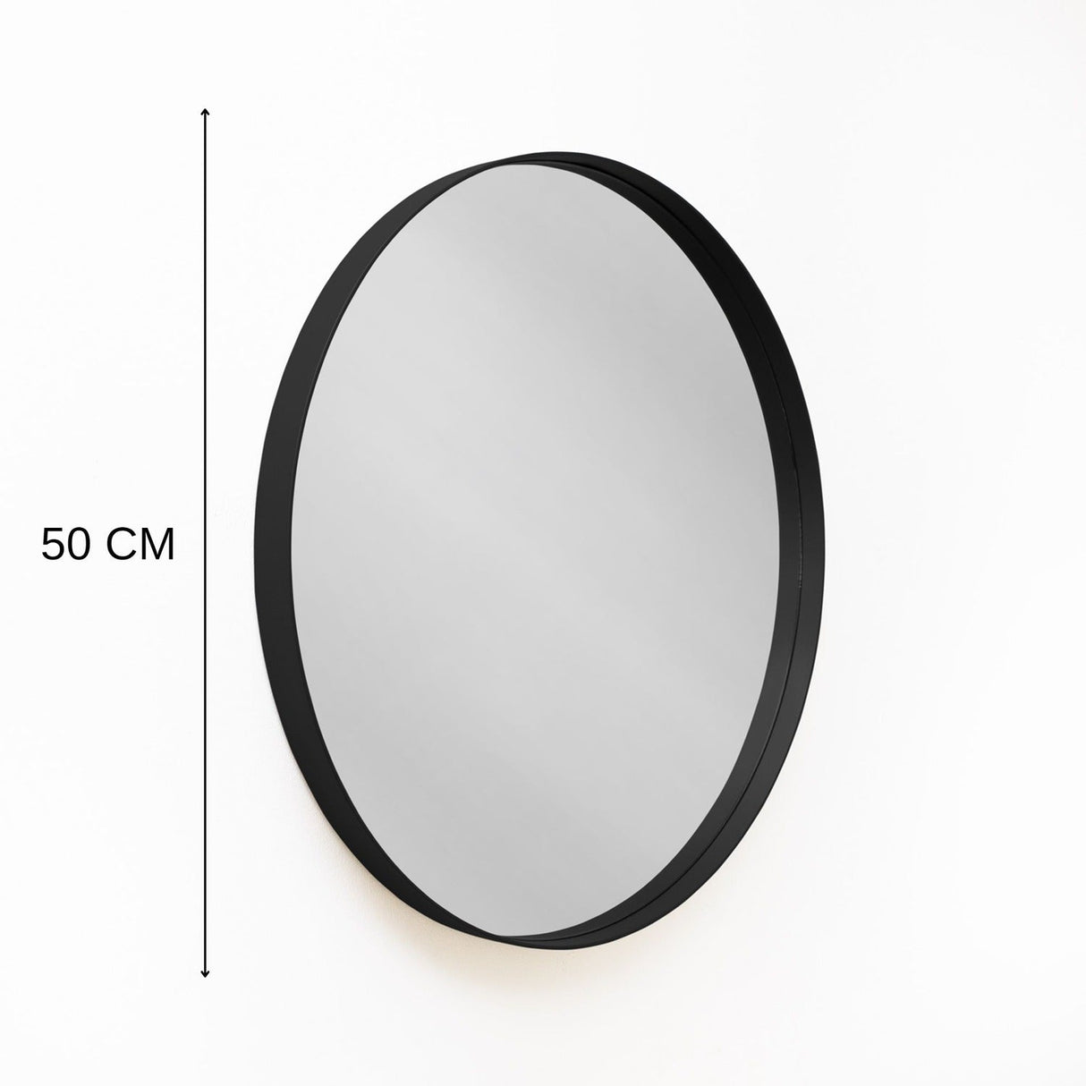 Espejo de Pared Osaka Negro 50x50cm Redondo con Marco Metalico - Espejos Decorativos | Bylmo