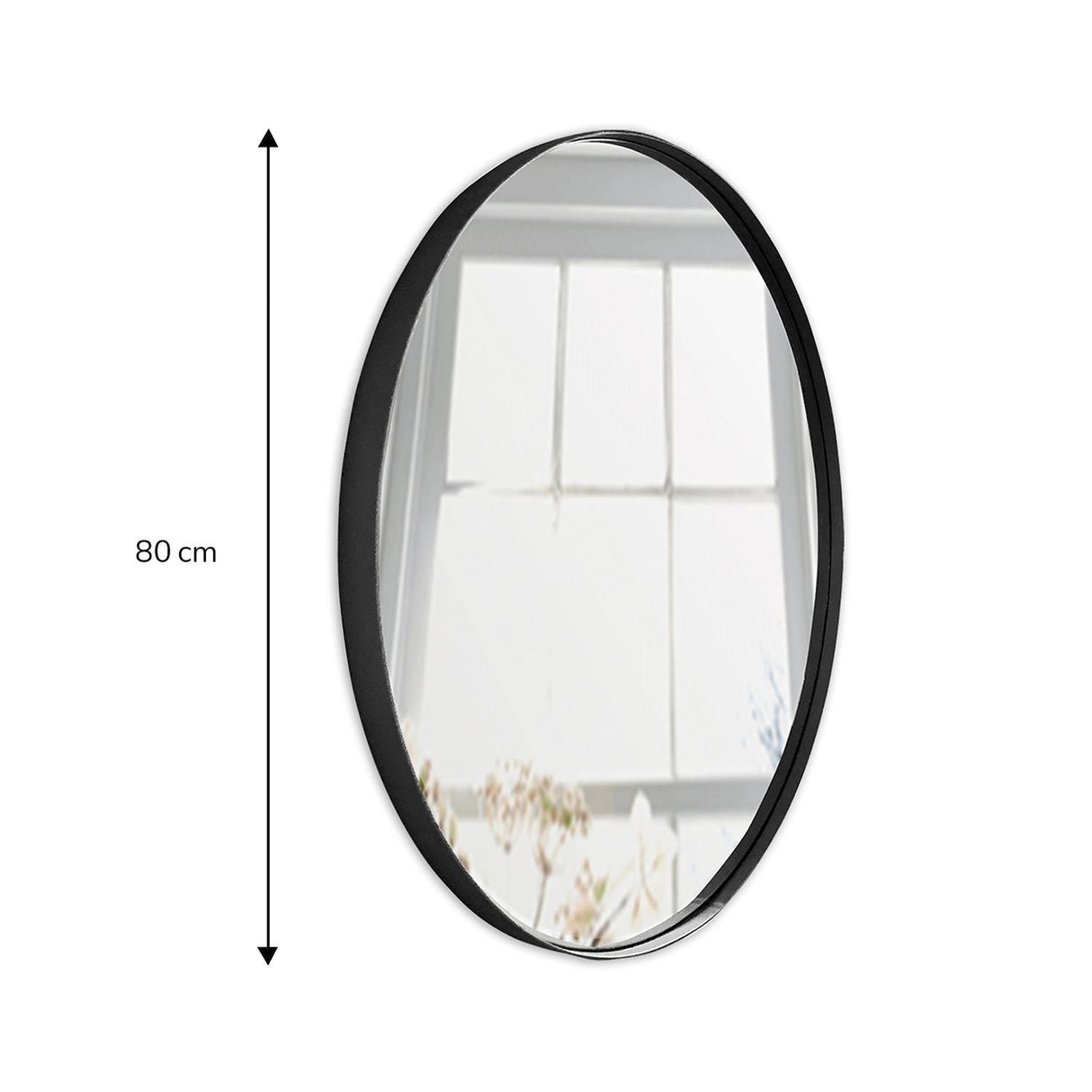 Espejo de Pared Osaka Negro 80x80cm Redondo con Marco Metalico - Espejos Decorativos | Bylmo