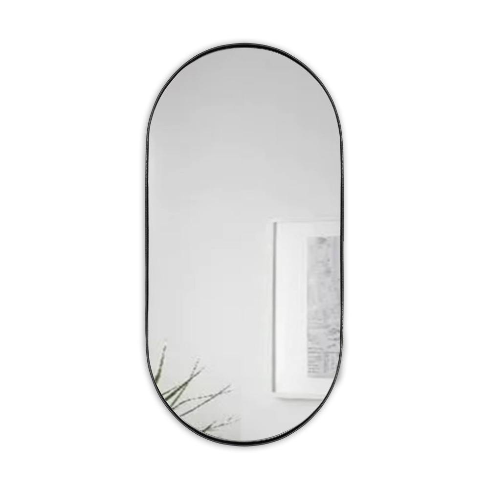 Espejo de Pared Ovalado Negro 100x50cm Ovalado con Marco Metalico - Espejos Decorativos | Bylmo