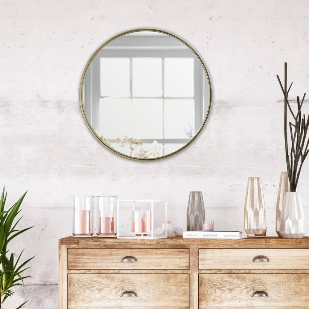 Espejo de Pared Negro 60x60cm Redondo con Marco Metalico - Espejos Decorativos | Bylmo