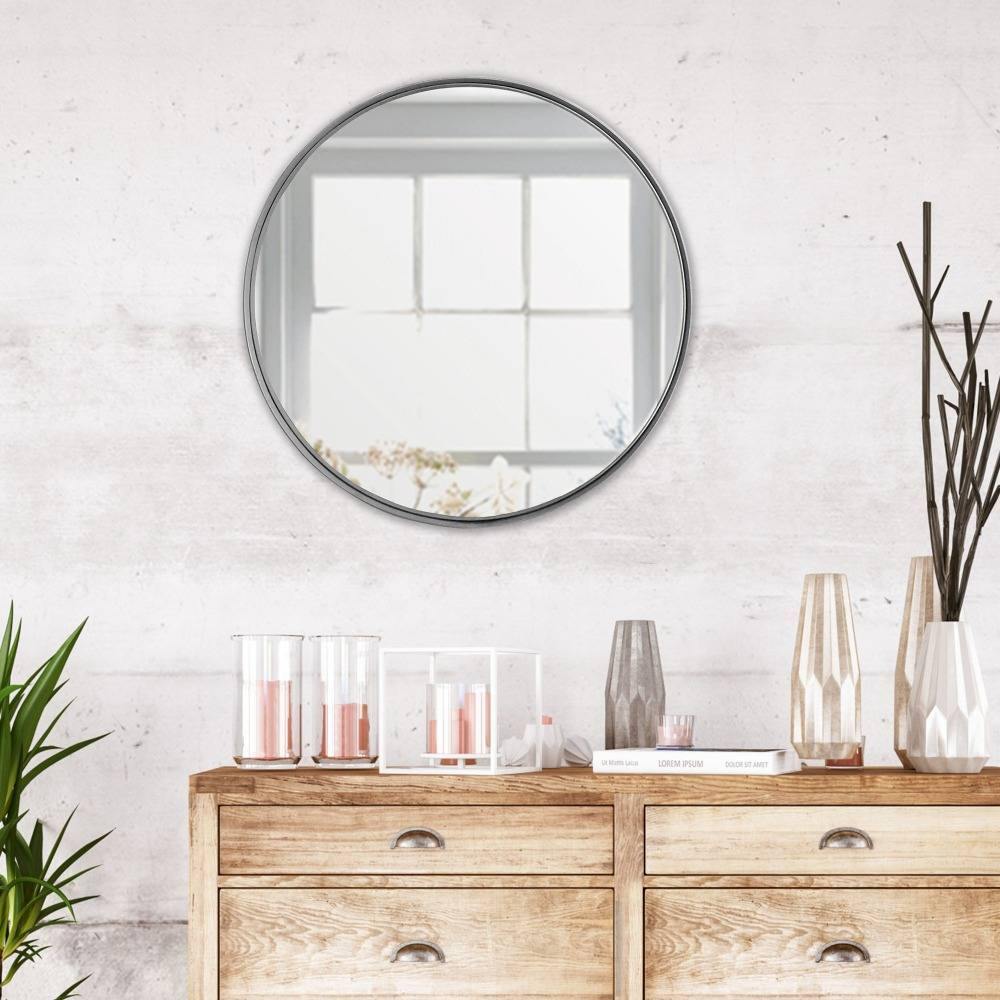 Espejo de Pared Negro 60x60cm Redondo con Marco Metalico - Espejos Decorativos | Bylmo