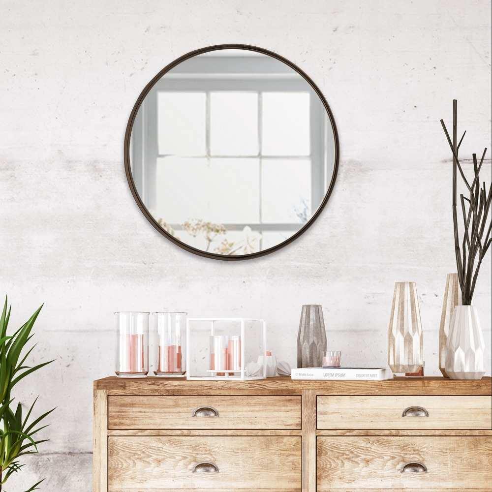 Espejo de Pared Negro 60x60cm Redondo con Marco Metalico - Espejos Decorativos | Bylmo