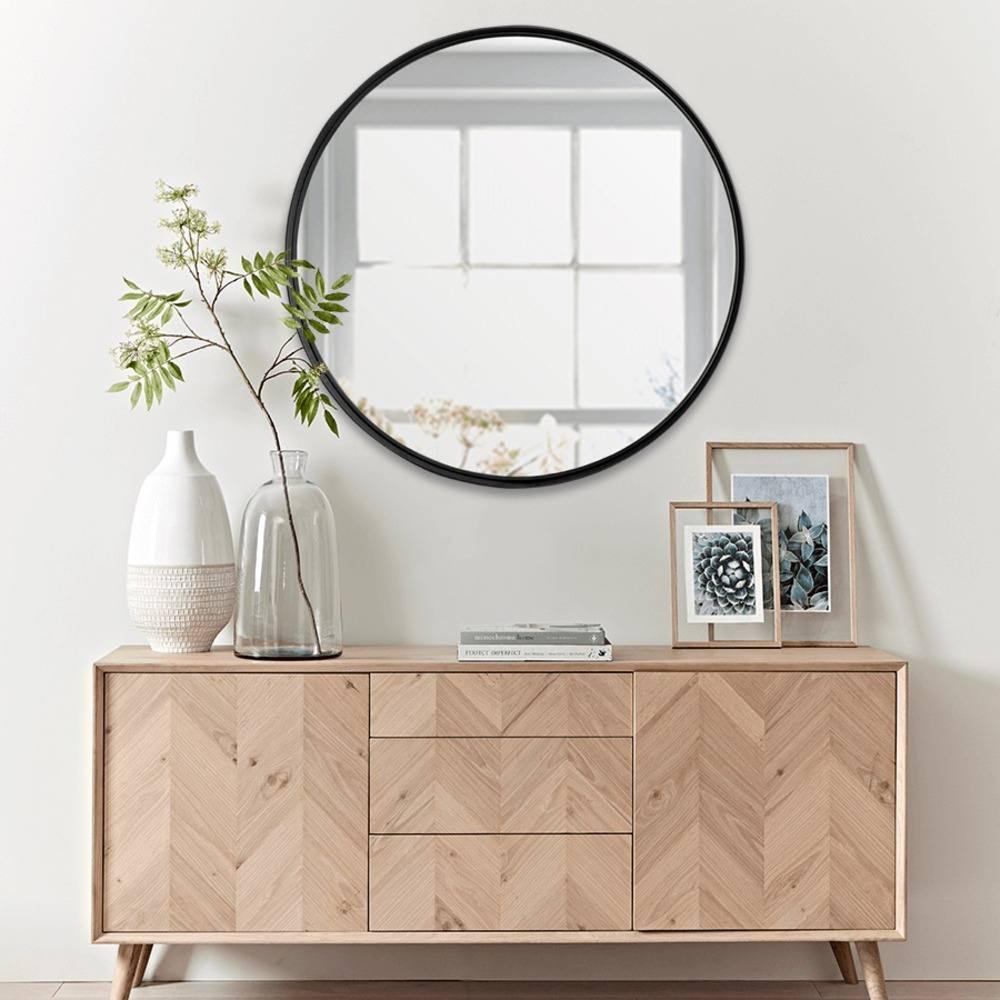 Espejo de Pared Osaka Plata 80x80cm Redondo con Marco Metalico - Espejos Decorativos | Bylmo