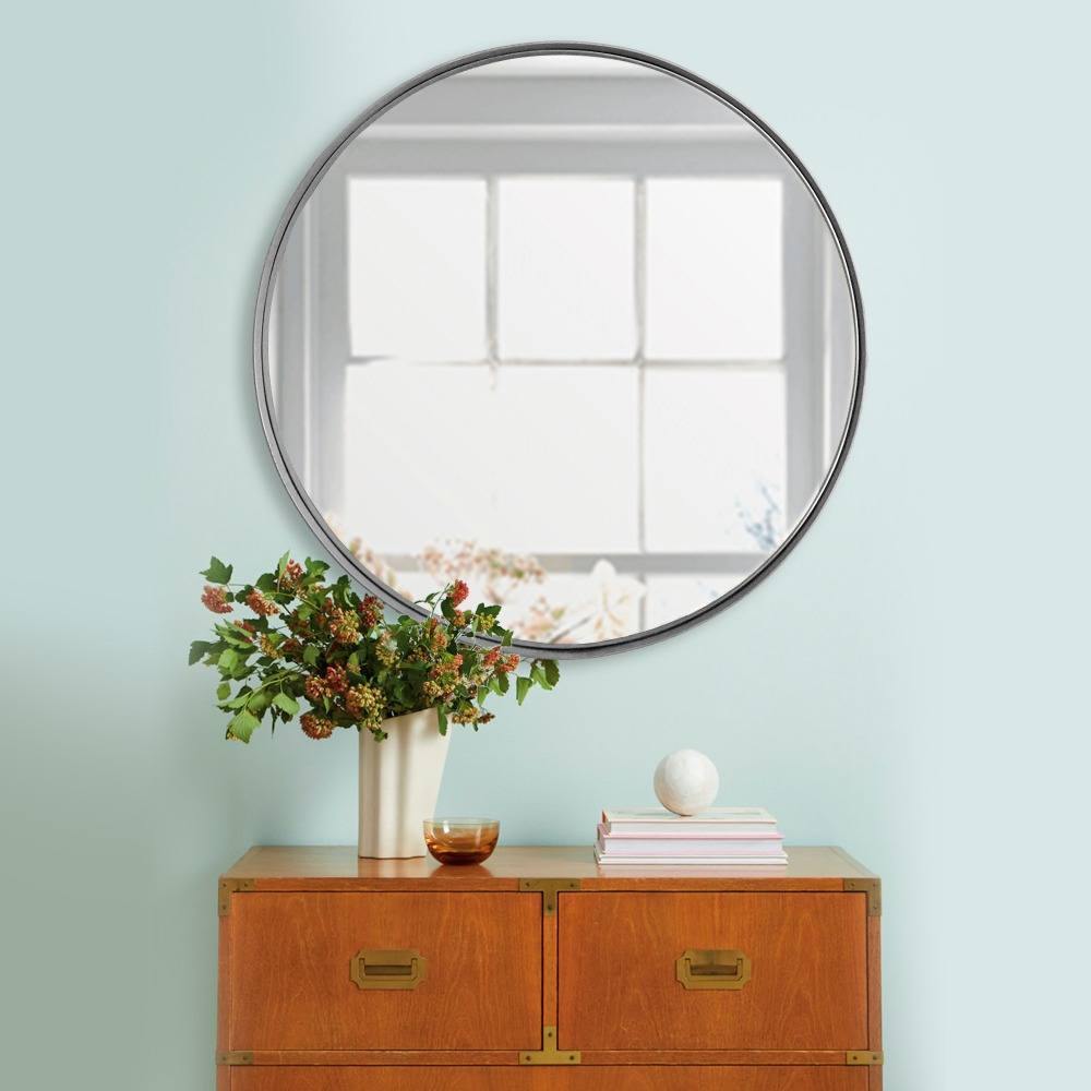 Espejo de Pared Osaka Plata 80x80cm Redondo con Marco Metalico - Espejos Decorativos | Bylmo