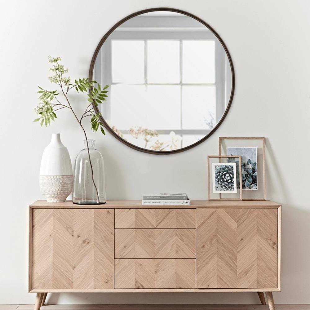 Espejo de Pared Osaka Plata 80x80cm Redondo con Marco Metalico - Espejos Decorativos | Bylmo