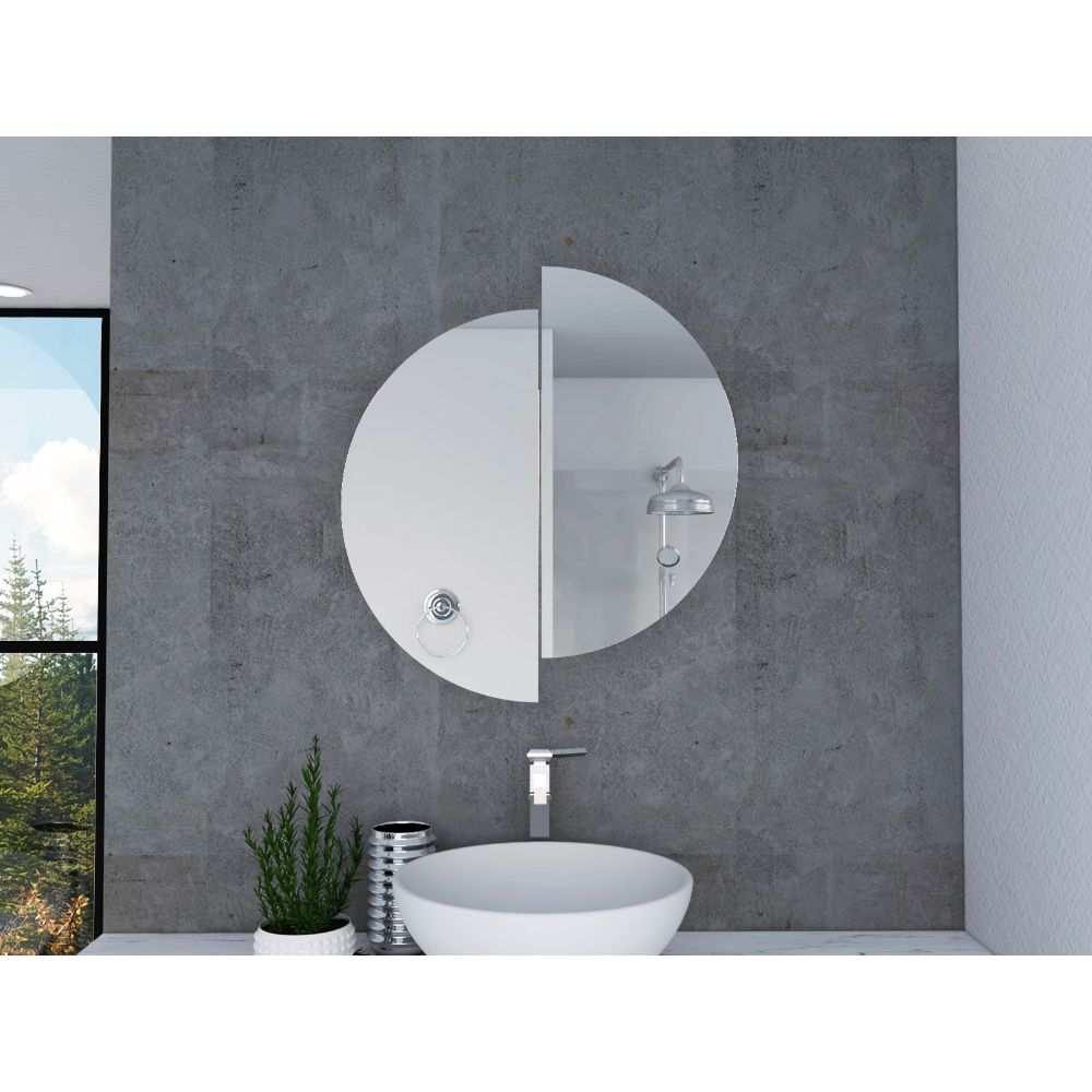 Espejo de Baño Rimini Plateado 60x60cm Redondo con Biselado - Espejos de Baño | Bylmo