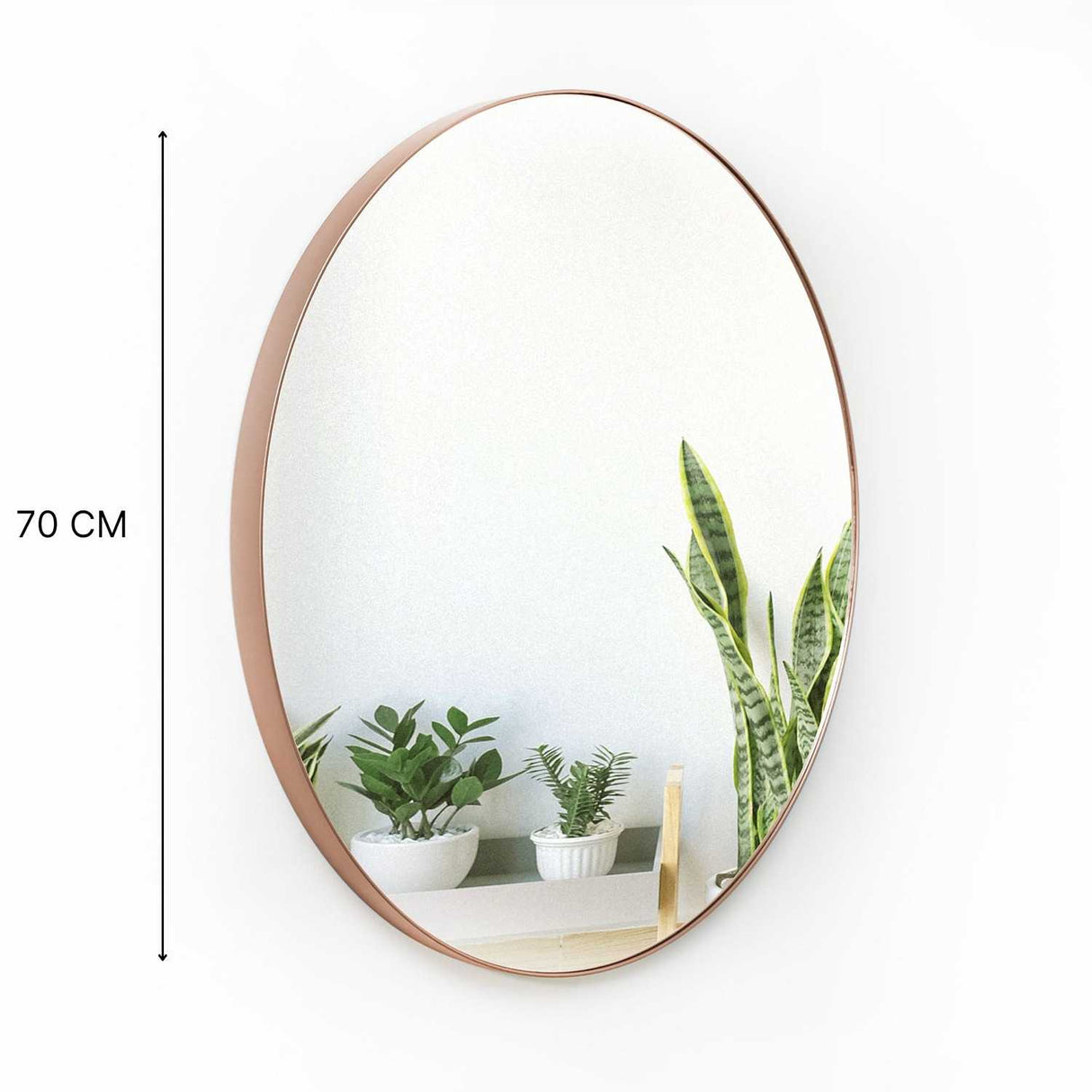 Espejo de Pared Cobre 70x70cm Redondo con Marco Metalico - Espejos Decorativos | Bylmo
