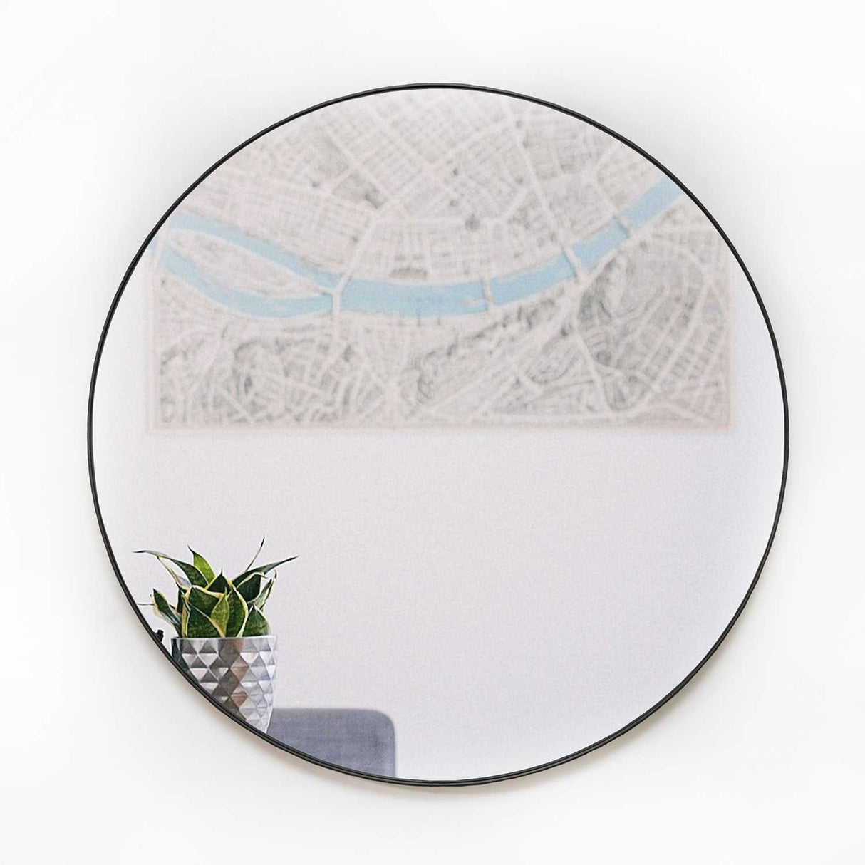 Espejo de Pared Negro 70x70cm Redondo con Marco Metalico - Espejos Decorativos | Bylmo