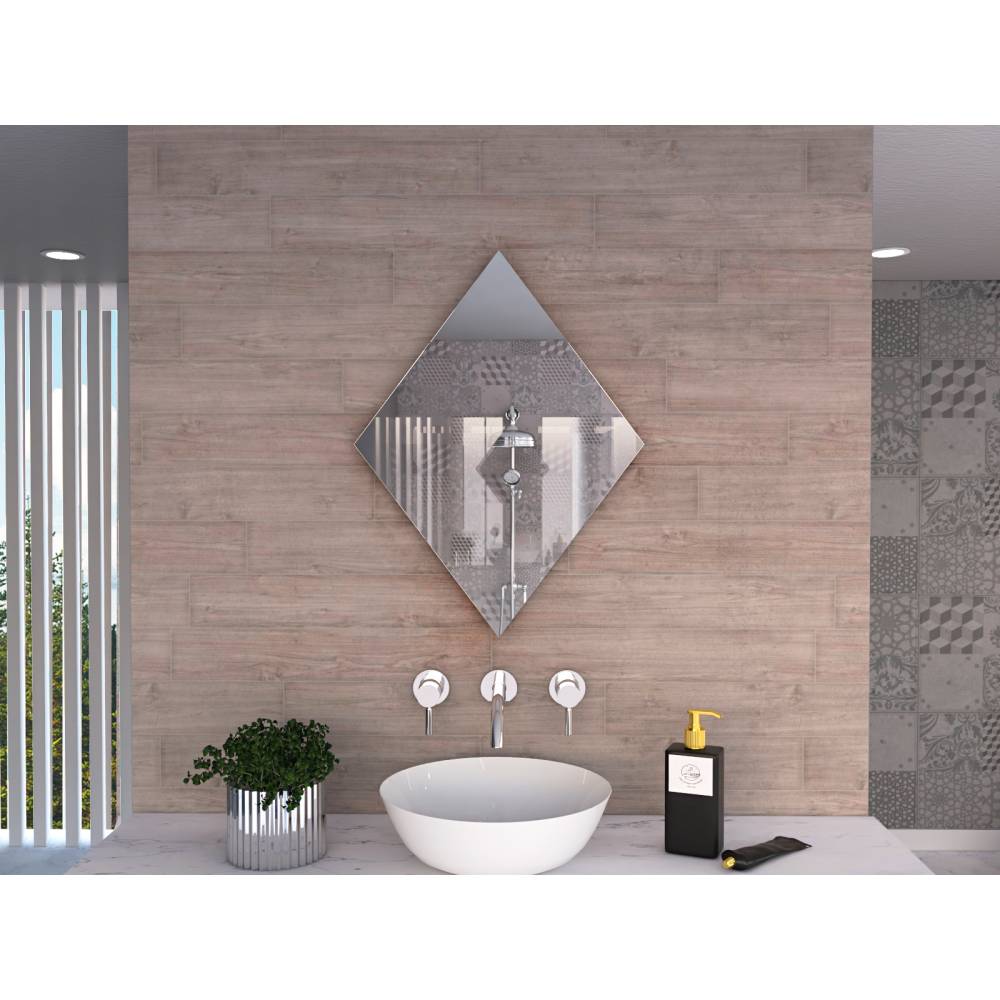 Espejo de Baño Serrano Plateado 60x80cm Rombo con Biselado - Espejos de Baño | Bylmo