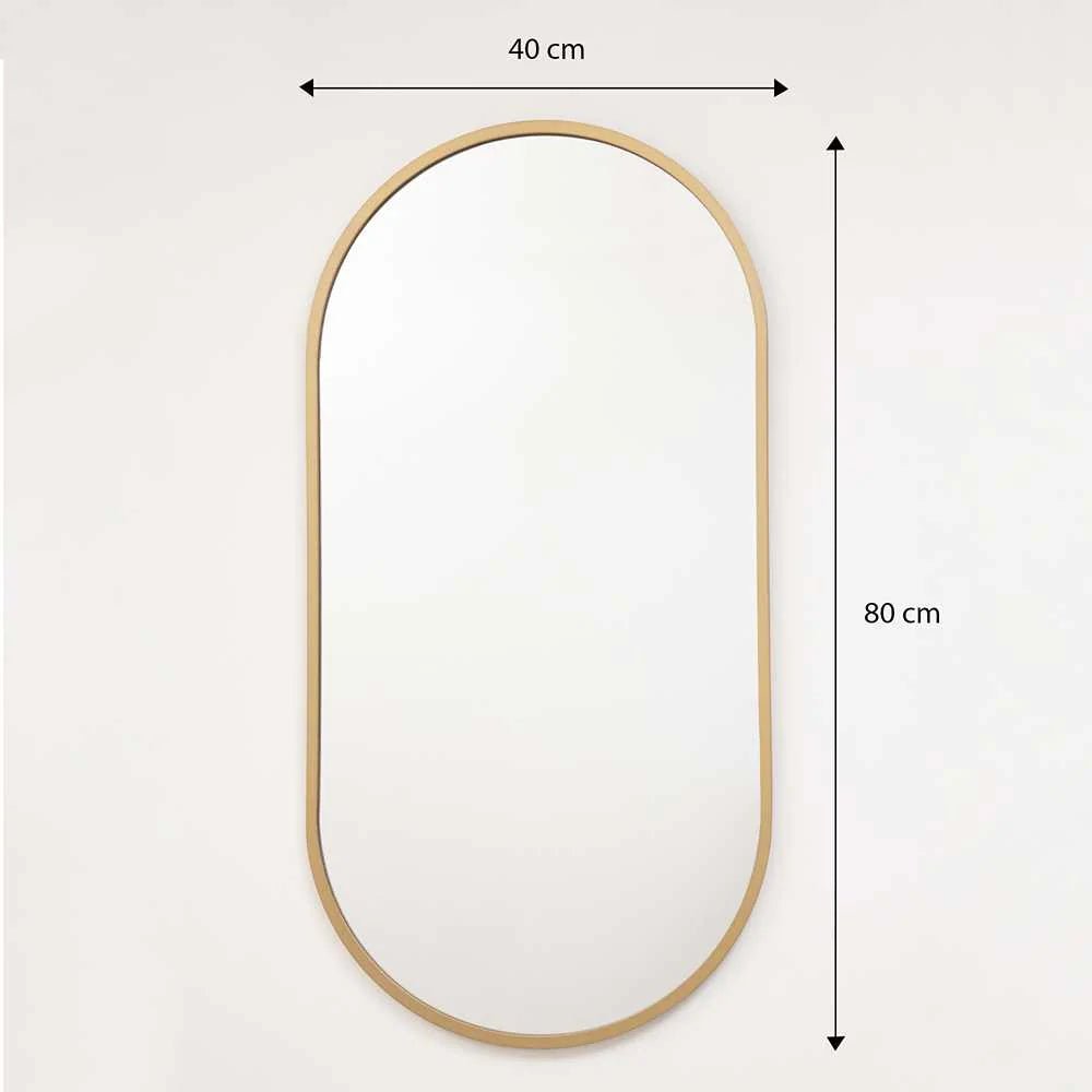 Espejo de Pared Dorado 40x80cm Ovalado con Marco En Madera - Espejos Decorativos | Bylmo
