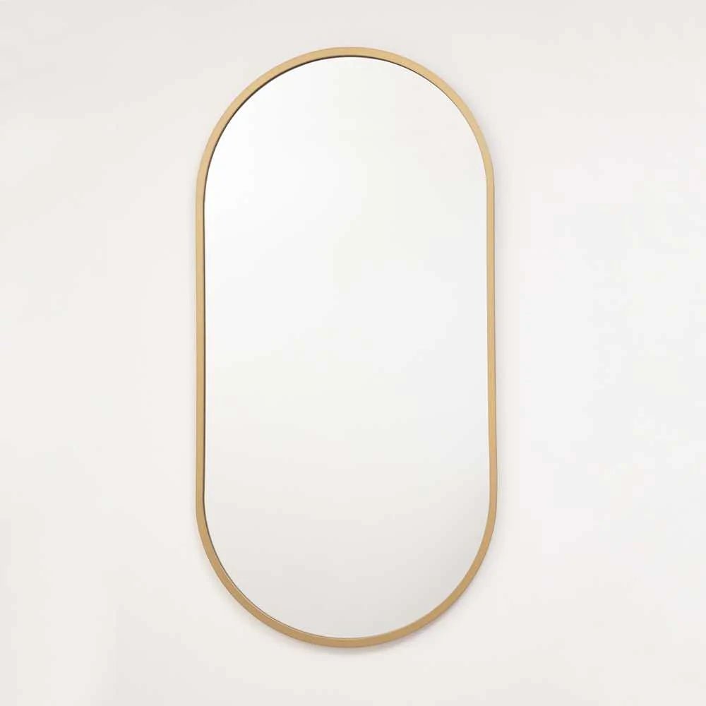 Espejo de Pared Dorado 50x100cm Ovalado con Marco En Madera - Espejos Decorativos | Bylmo