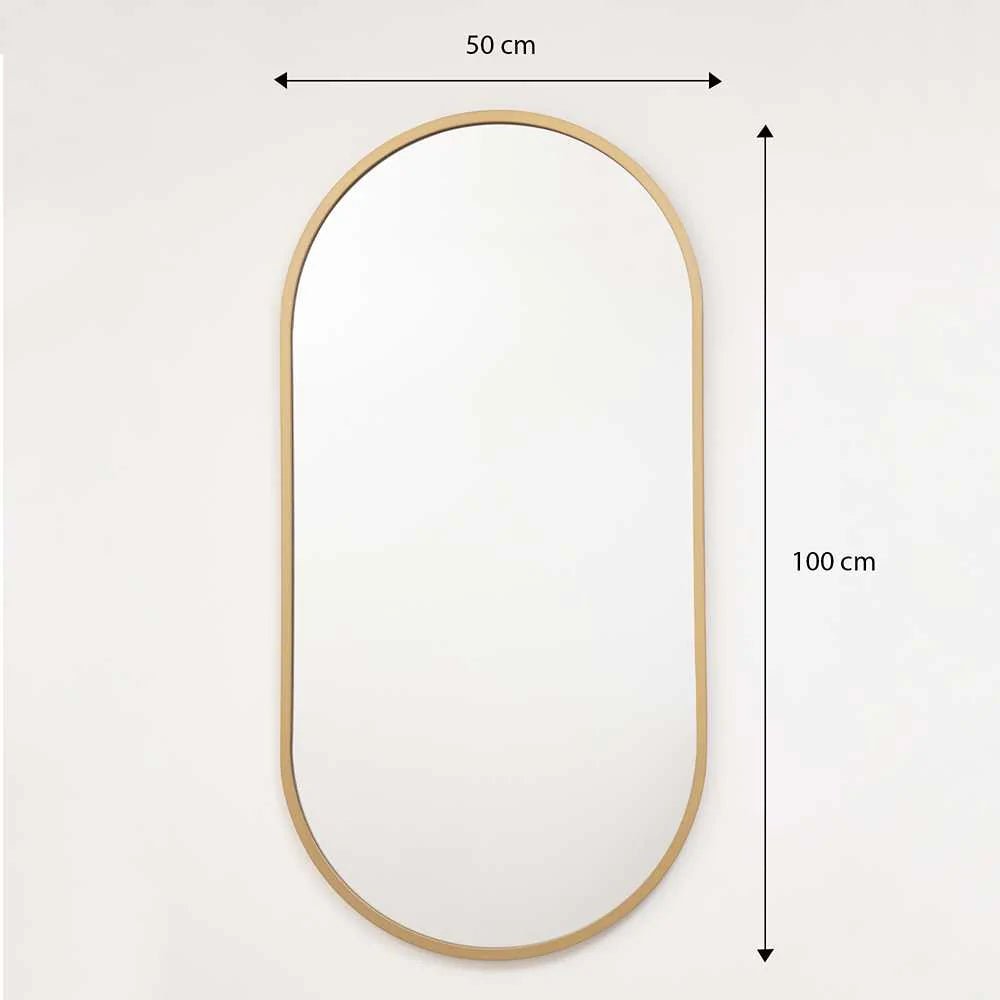 Espejo de Pared Dorado 50x100cm Ovalado con Marco En Madera - Espejos Decorativos | Bylmo