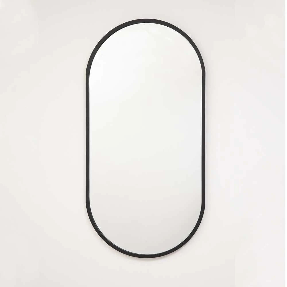 Espejo enmarcado ovalado Loira negro 80 x 50 cm