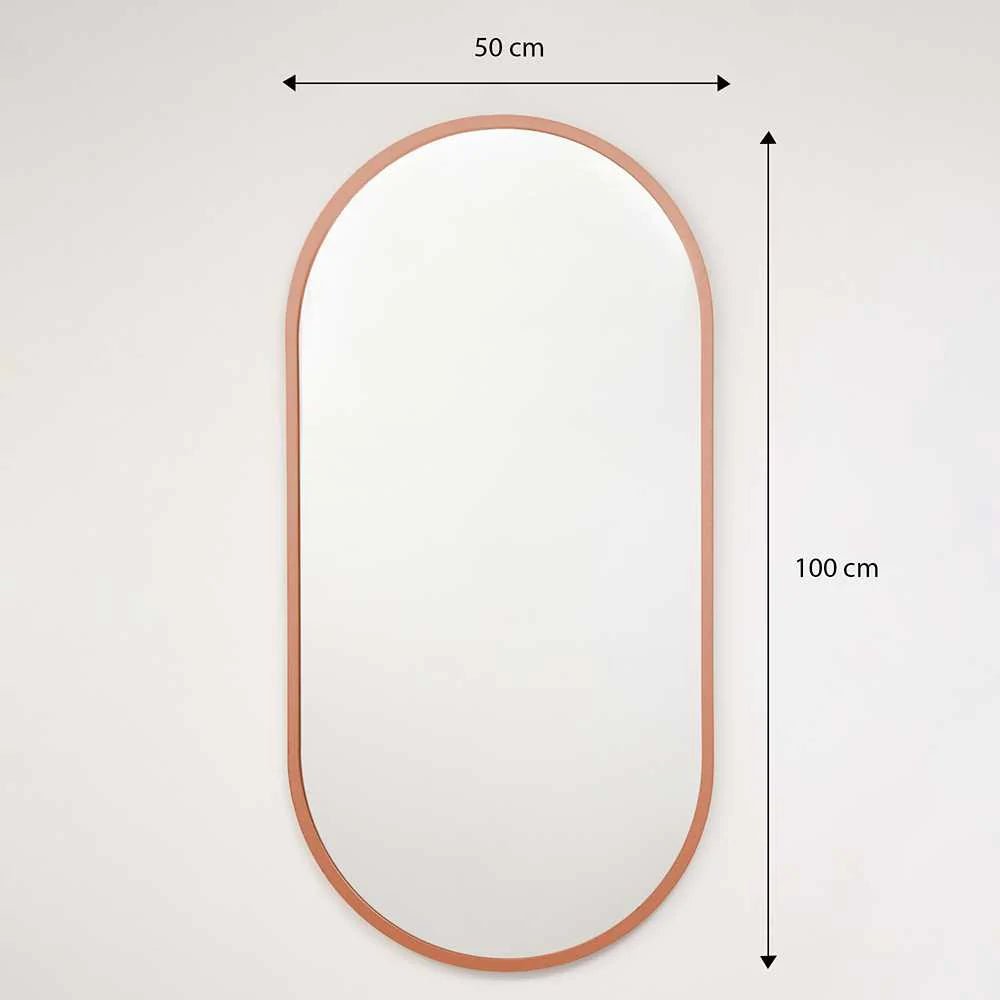 Espejo de Pared Oro Rosa 50x100cm Ovalado con Marco En Madera - Espejos Decorativos | Bylmo