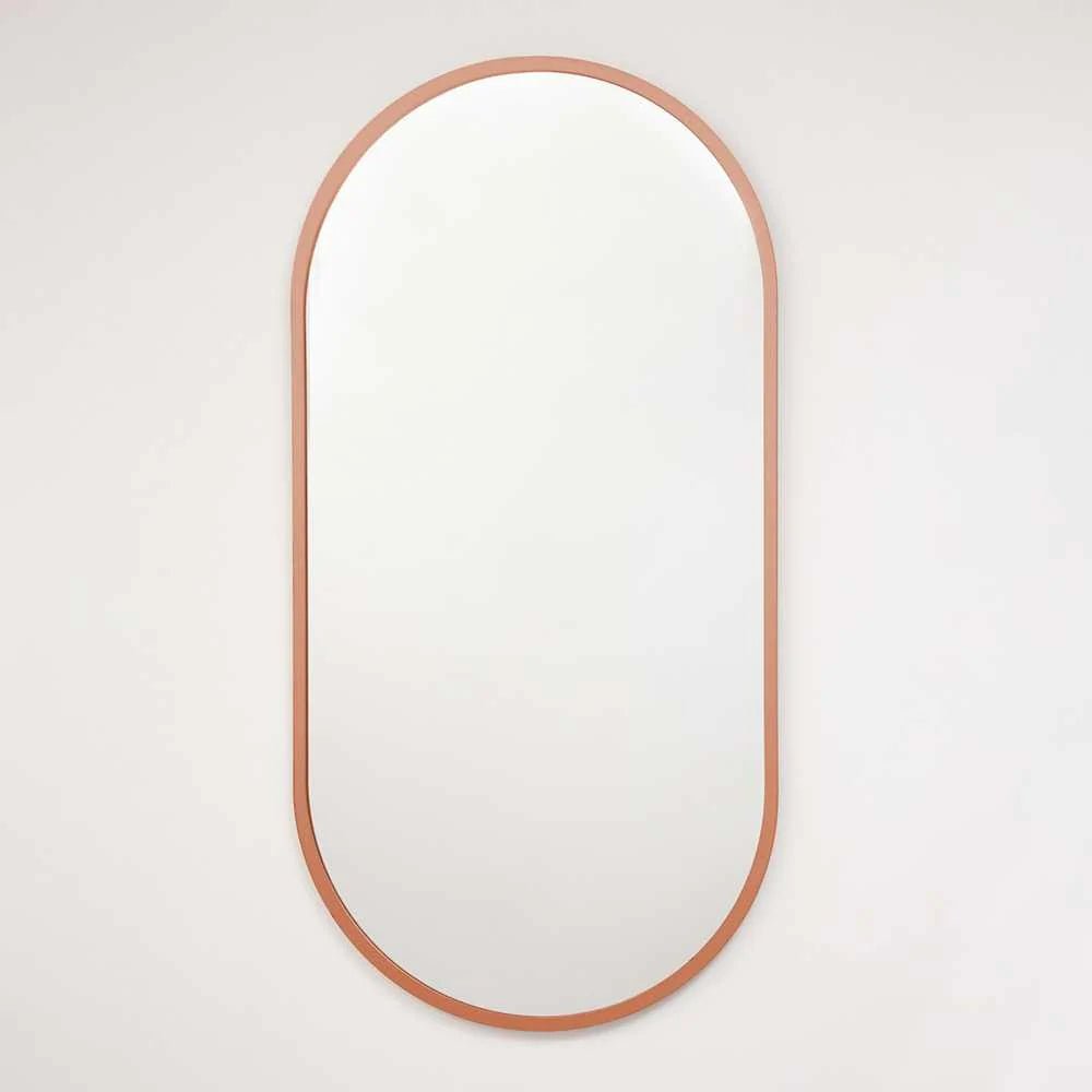 Espejo de Pared Oro Rosa 60x120cm Ovalado con Marco En Madera - Espejos Decorativos | Bylmo