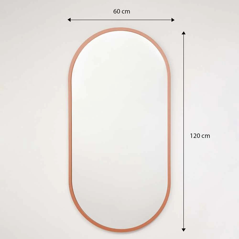 Espejo de Pared Oro Rosa 60x120cm Ovalado con Marco En Madera - Espejos Decorativos | Bylmo