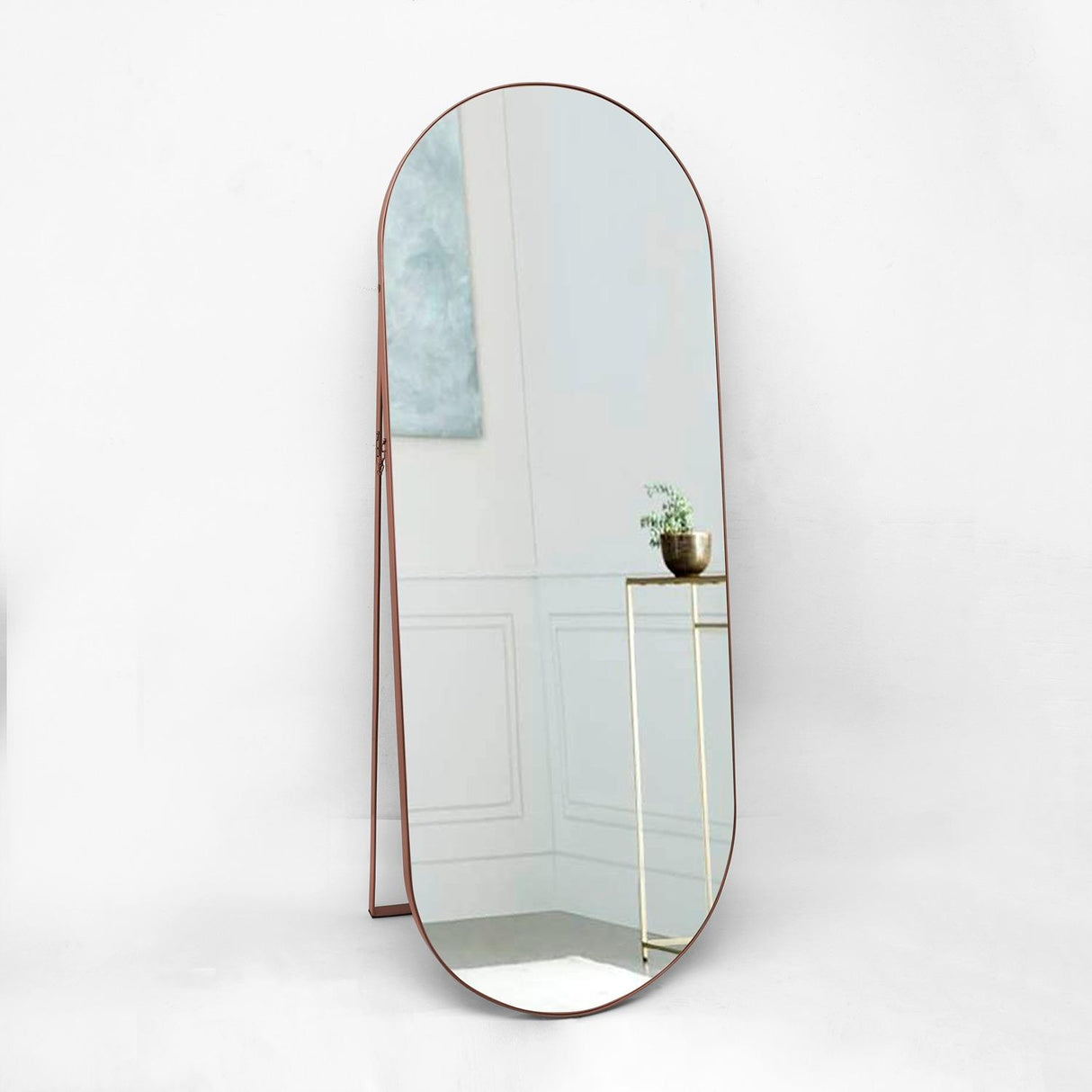 Espejo de Piso Mayorca Cobre 70x170cm Ovalado con Marco Metálico - Espejos Decorativos | Bylmo