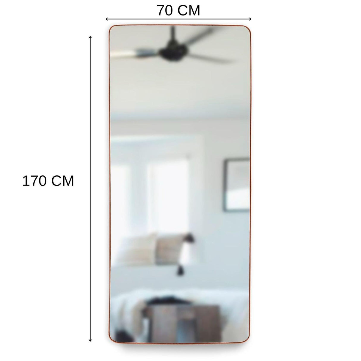 Espejo de Piso Tanger Cobre 70x170cm Rectangular con Marco Metálico - Espejos Decorativos | Bylmo