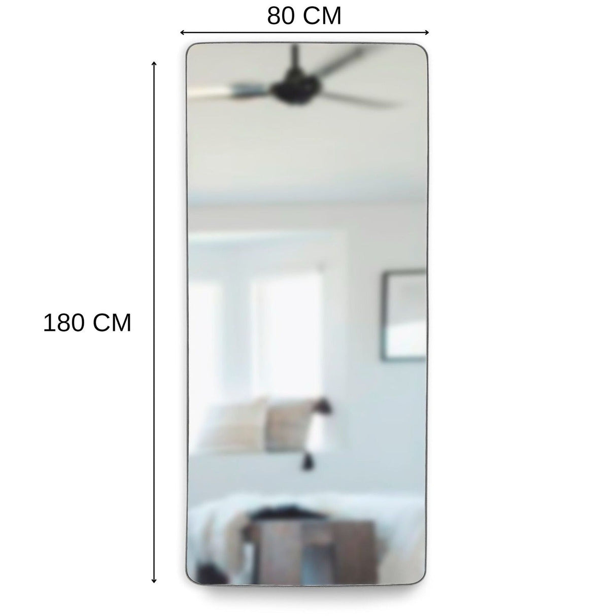 Espejo de Piso Tanger Plata 80x180cm Rectangular con Marco Metálico - Espejos Decorativos | Bylmo