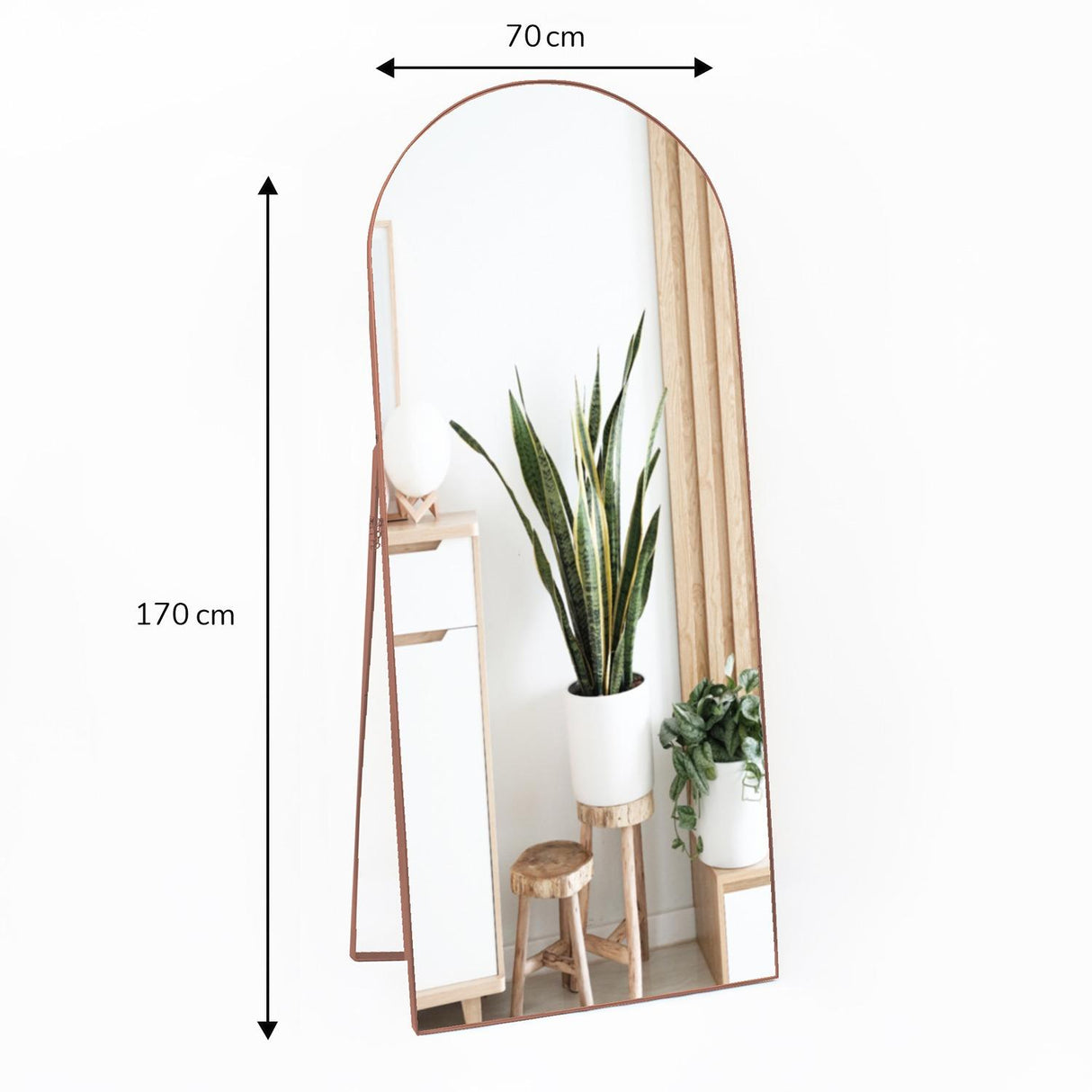 Espejo de Piso Zanzibar Cobre 70x170cm Arco Superior con Marco Metálico - Espejos Decorativos | Bylmo