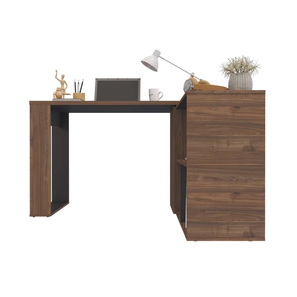 Escritorio en L Quadratta Gales 126 cm Transformable con Entrepaños - Escritorios y Archivadores | Bylmo