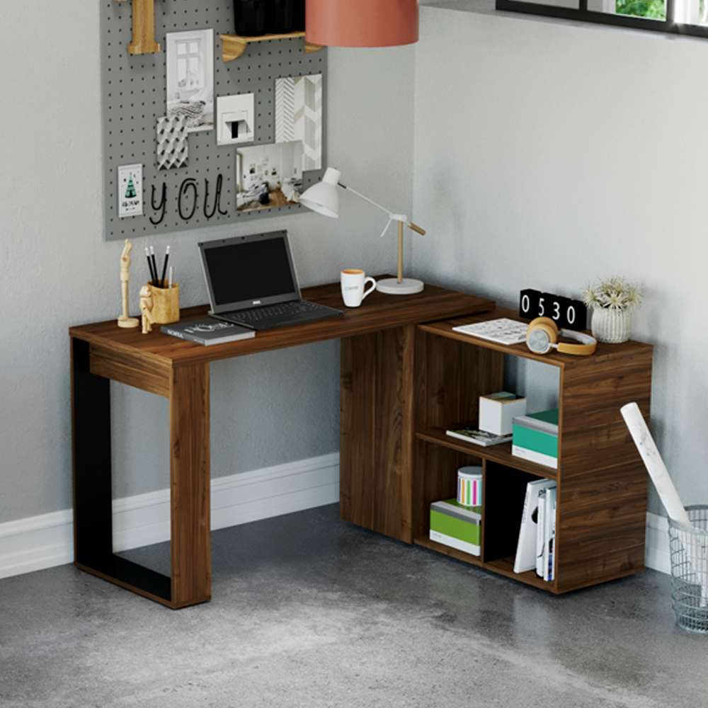 Escritorio en L Quadratta Gales 126 cm Transformable con Entrepaños - Escritorios y Archivadores | Bylmo