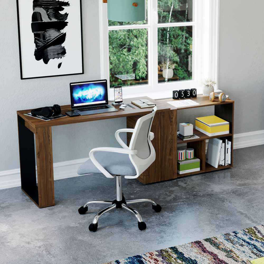 Escritorio en L Quadratta Gales 126 cm Transformable con Entrepaños - Escritorios y Archivadores | Bylmo