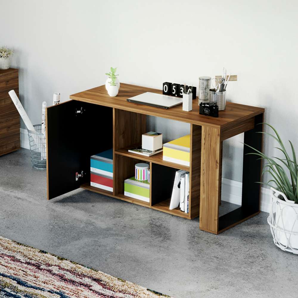 Escritorio en L Quadratta Gales 126 cm Transformable con Entrepaños - Escritorios y Archivadores | Bylmo