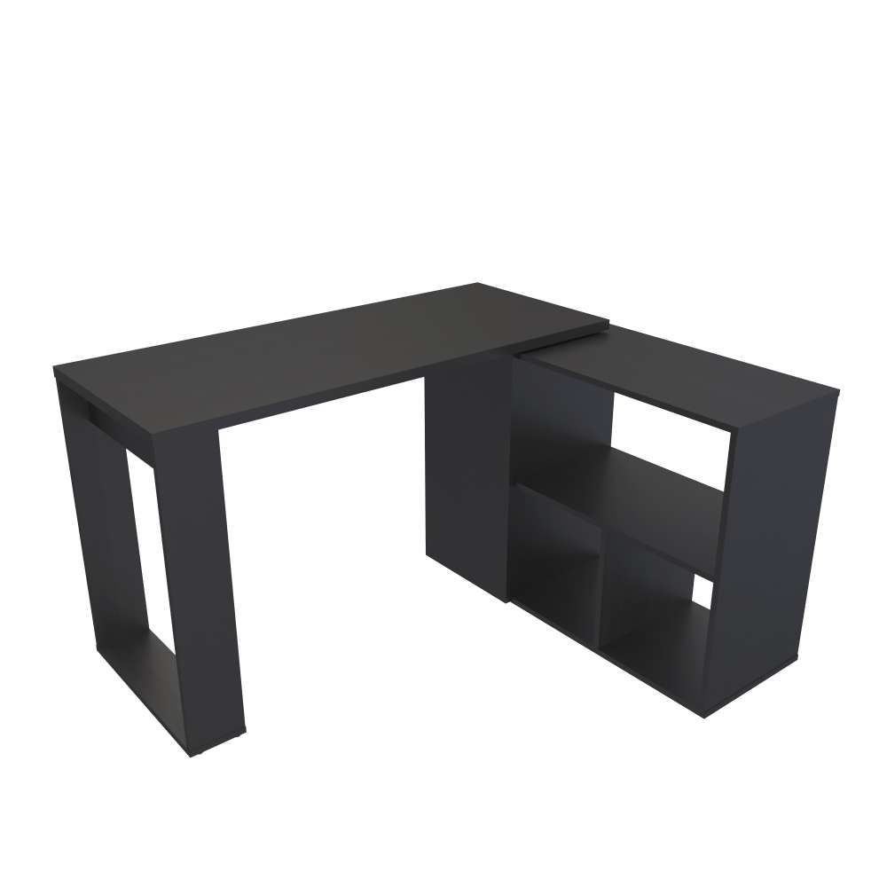 Escritorio en L Quadratta Wengue 126 cm Transformable con Entrepaños - Escritorios y Archivadores | Bylmo