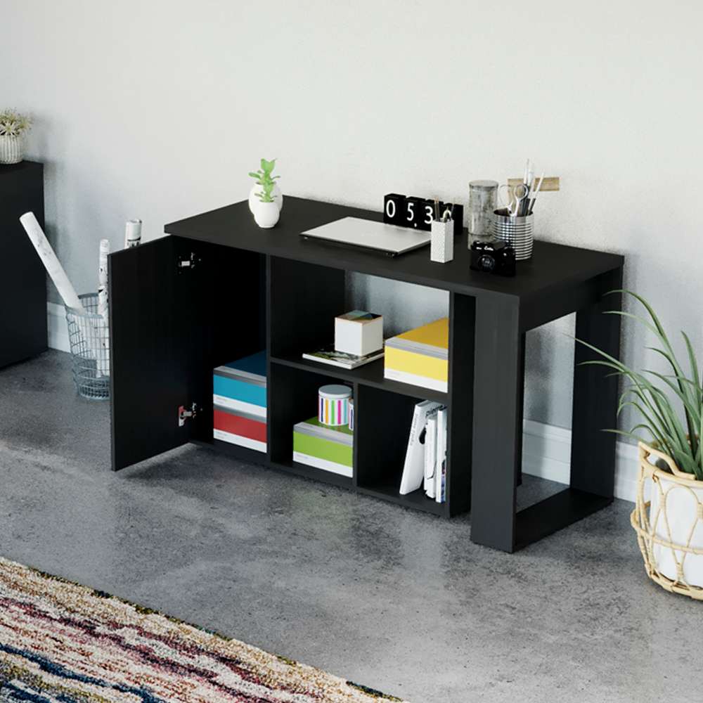 Escritorio en L Quadratta Wengue 126 cm Transformable con Entrepaños - Escritorios y Archivadores | Bylmo