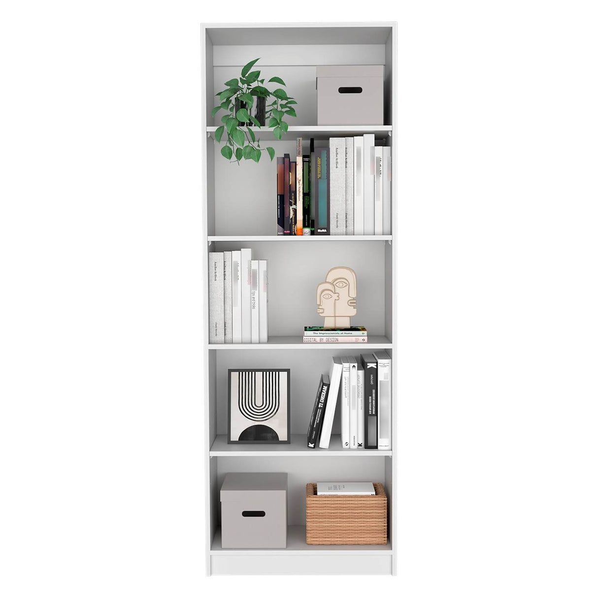 Estantería Home Blanco 63x181cm con Cinco Compartimientos - Bibliotecas y Estanterías | Bylmo