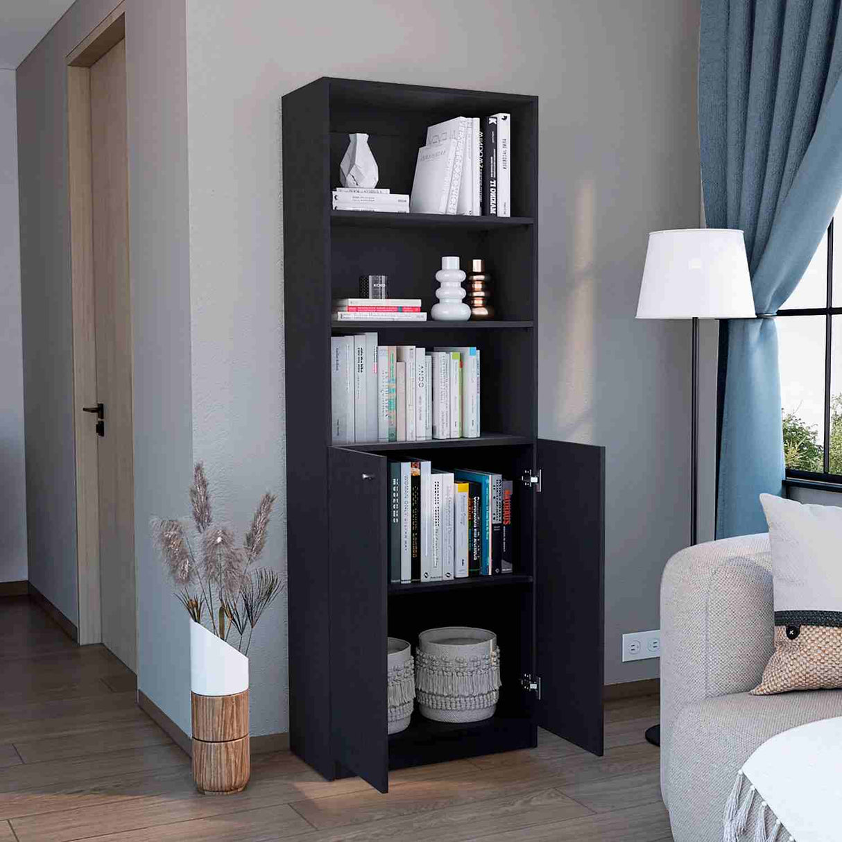 Estantería Home Wengue 63x181cm con Tres Compartimientos y con Un Cajón - Bibliotecas y Estanterías | Bylmo