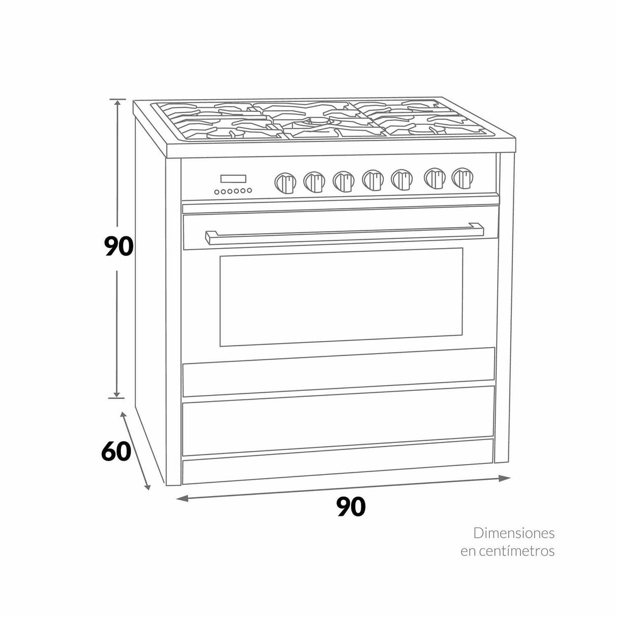 Estufa de Piso Acero 90x90cm de Cinco Quemadores con Horno - Electrodomesticos | Bylmo