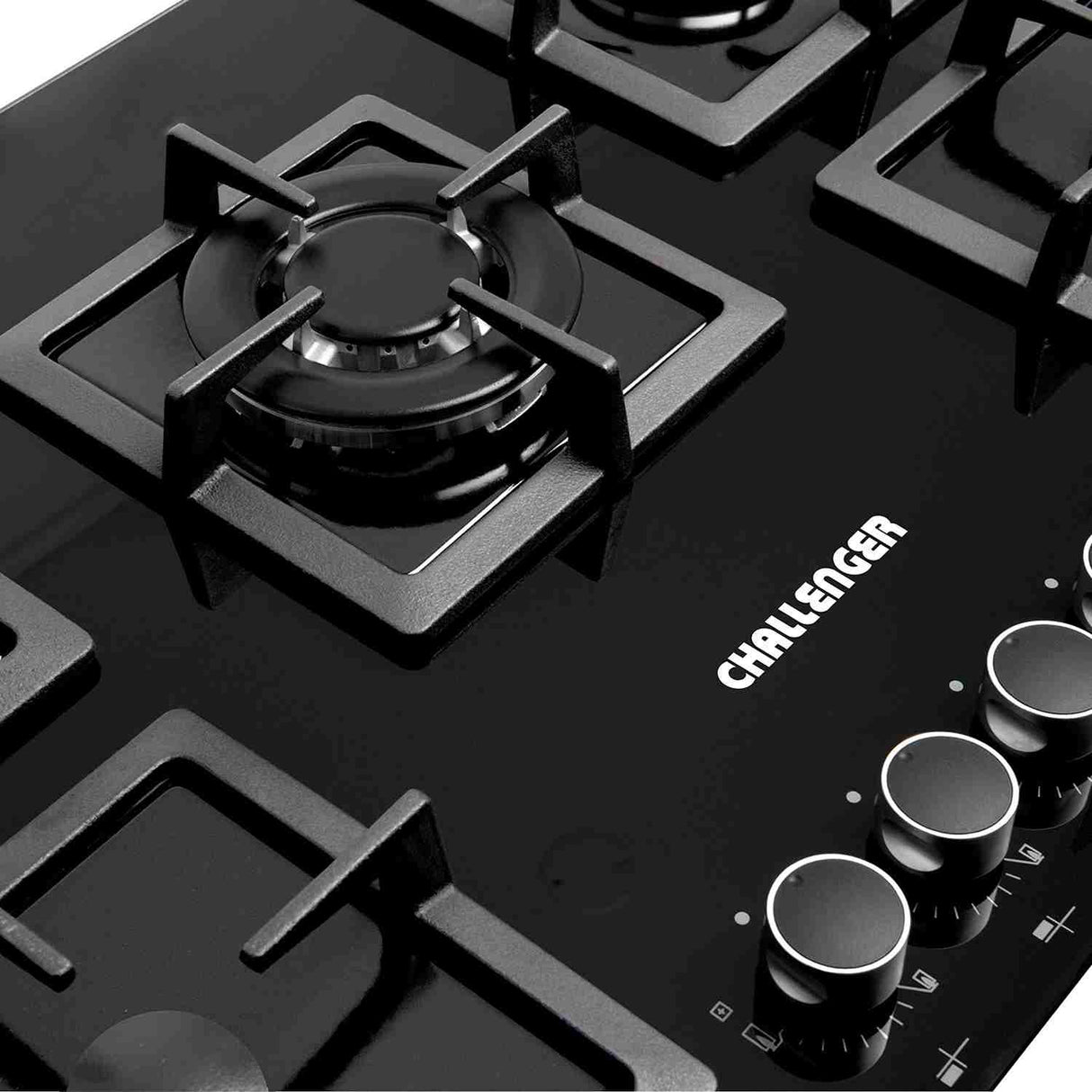 Estufa de Empotrar Challenger Negro 76x52cm de Cinco Quemadores - Electrodomesticos | Bylmo