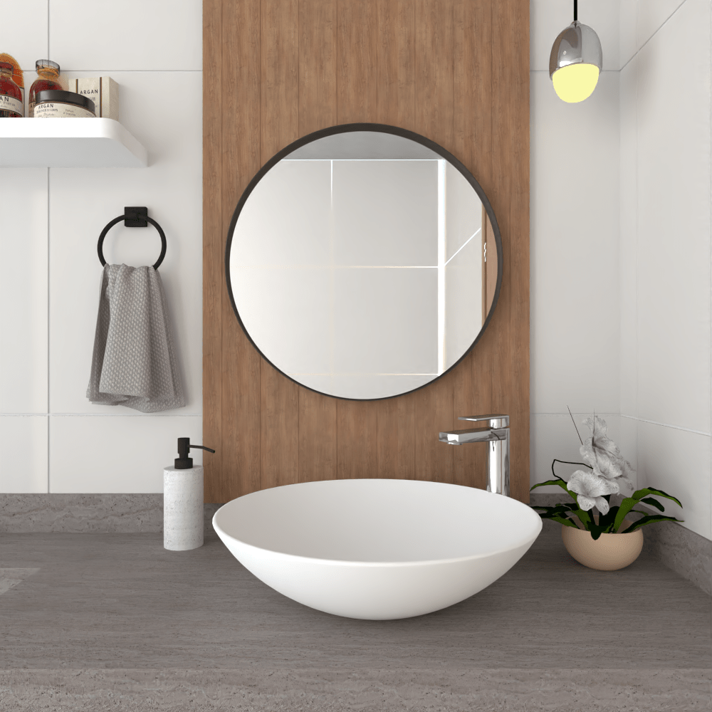 Espejo de Baño Áaron Negro 63x63cm Redondo y con Marco Metalico - Espejos de Baño | Bylmo