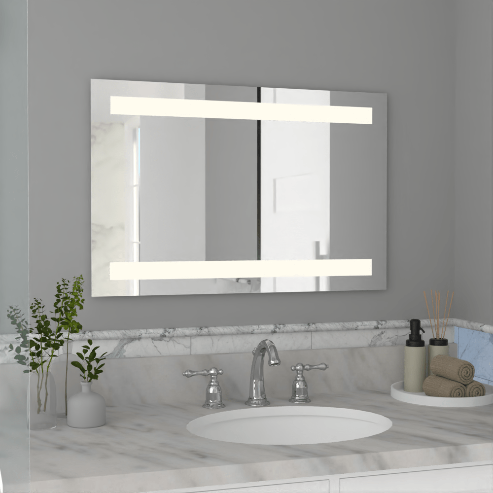 Espejo de Baño Udine Plateado 90x60cm Rectangular con Biselado - Espejos de Baño | Bylmo