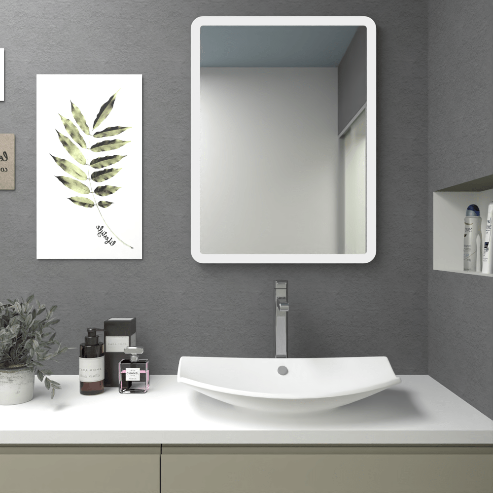 Espejo de Baño Arezzo Plateado 60x80cm Rectangular con Sandblasting - Espejos de Baño | Bylmo