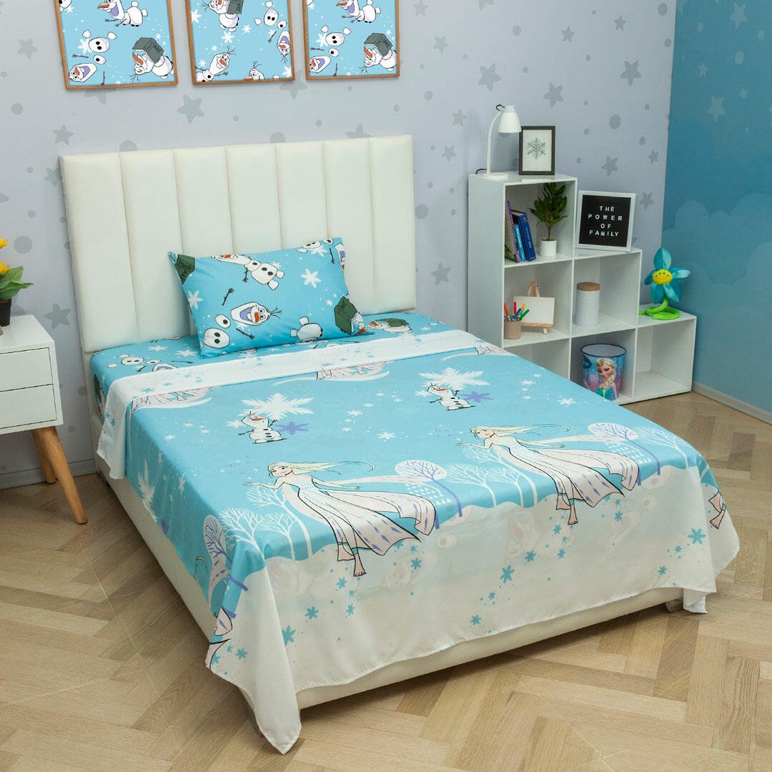 Juego de Sabanas Infantil Microfibra Sencilla 100 cm Azul de Frozen - Ropa de Cama | Bylmo
