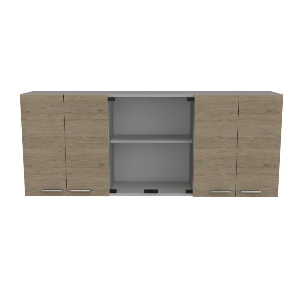 Mueble Superior de Cocina Rovere y Blanco 150x60cm con Seis Puertas con Locero - Cocinas | Bylmo