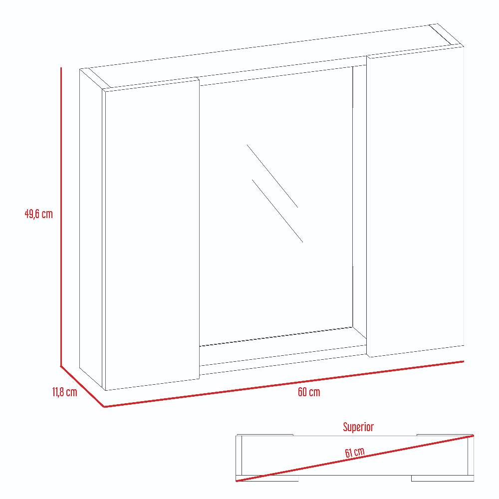 Gabinete Artemisa Wengue 60 cm con Dos Puertas y Espejo - Gabinetes | Bylmo