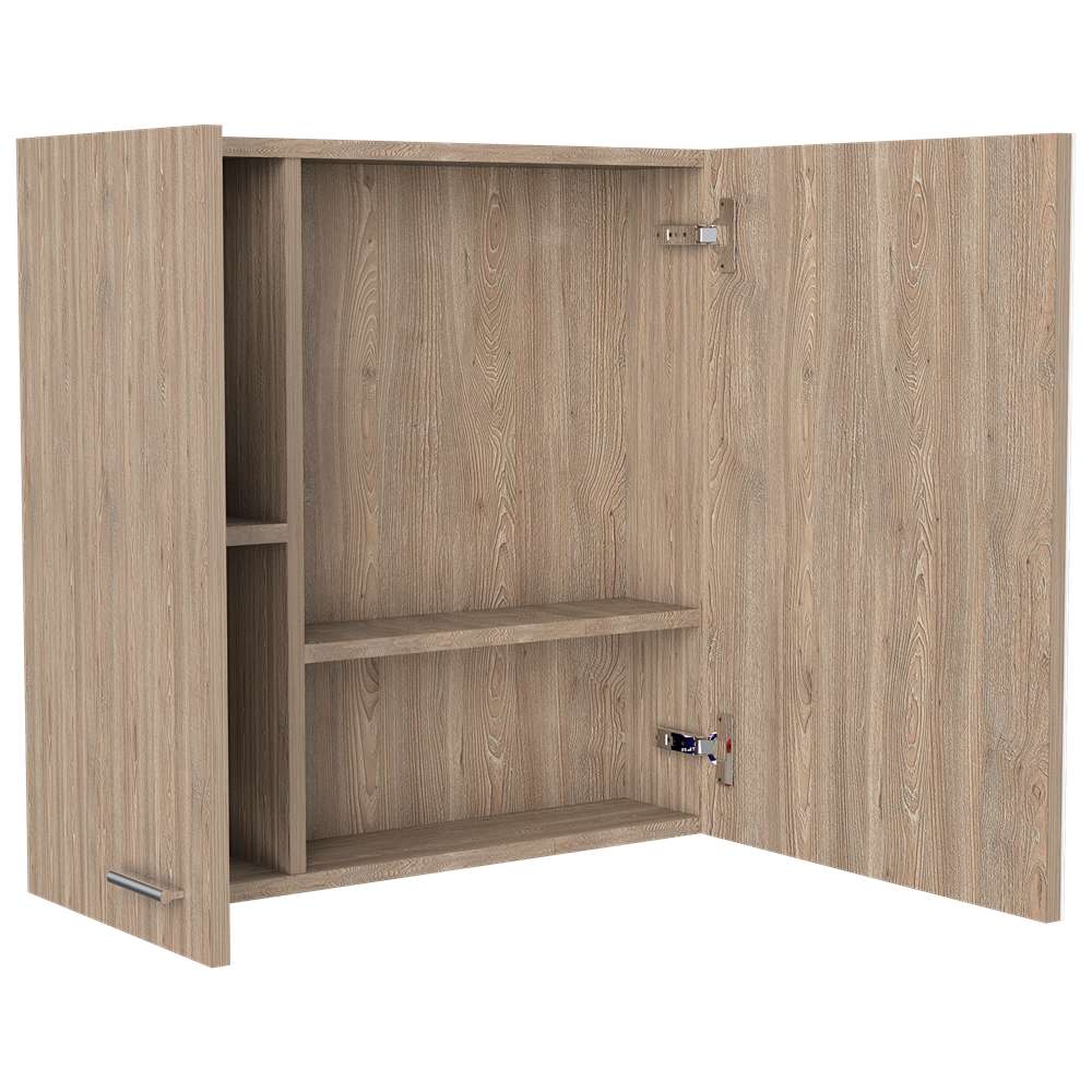 Gabinete de Baño Barcelona Miel 60x60cm Cuadrado con Espejo y con Dos Entrepaños - Gabinetes | Bylmo