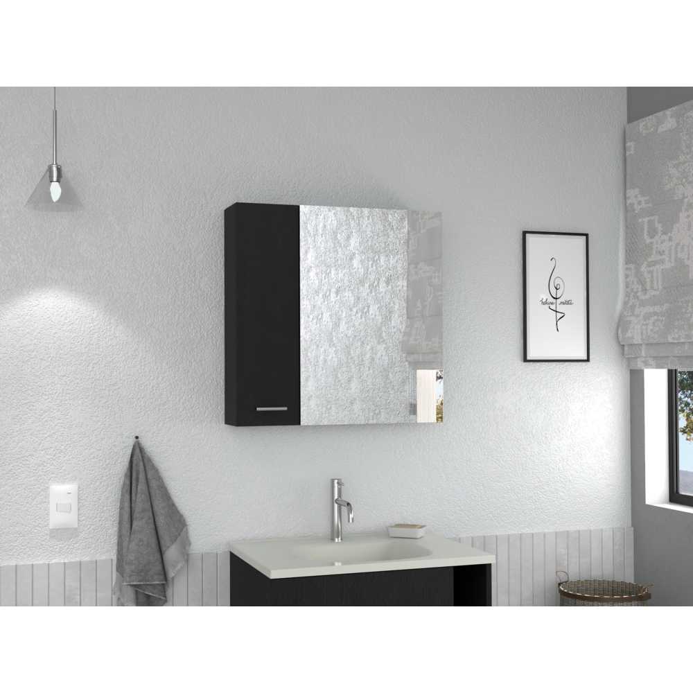 Gabinete de Baño Barcelona Wengue 60x60cm Cuadrado con Espejo y con Dos Entrepaños - Gabinetes | Bylmo