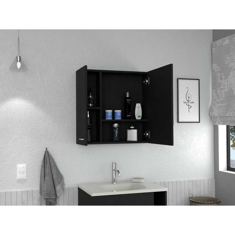 Gabinete de Baño Barcelona Wengue 60x60cm Cuadrado con Espejo y con Dos Entrepaños - Gabinetes | Bylmo