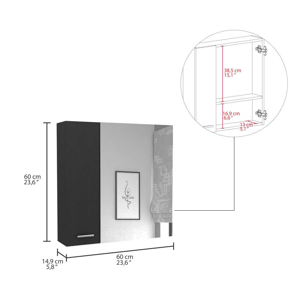 Gabinete de Baño Barcelona Wengue 60x60cm Cuadrado con Espejo y con Dos Entrepaños - Gabinetes | Bylmo