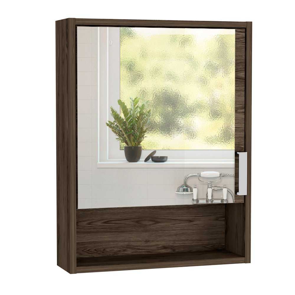 Gabinete de Baño Eco Coñac 46.5x60cm Cuadrado con Espejo y con Dos Entrepaños - Gabinetes | Bylmo