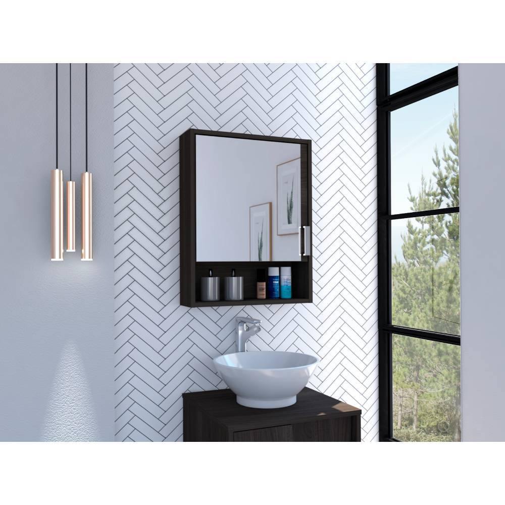 Gabinete Eco Roble 46 cm con Espejo y Entrepaños - Gabinetes | Bylmo